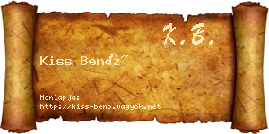 Kiss Benő névjegykártya